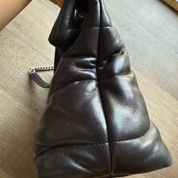 Saint Laurent Lambskin Quilted Monogram Medium Loulou Puffer Chain Satchel Black - Picture 5 of 16